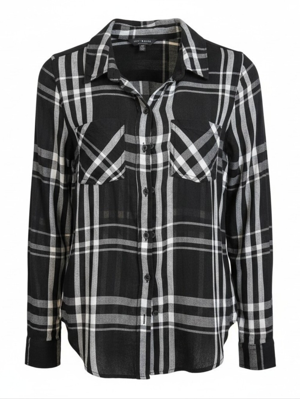 Lucky Brand Black & White Plaid Button-Up Shirt - Picture 1 of 5